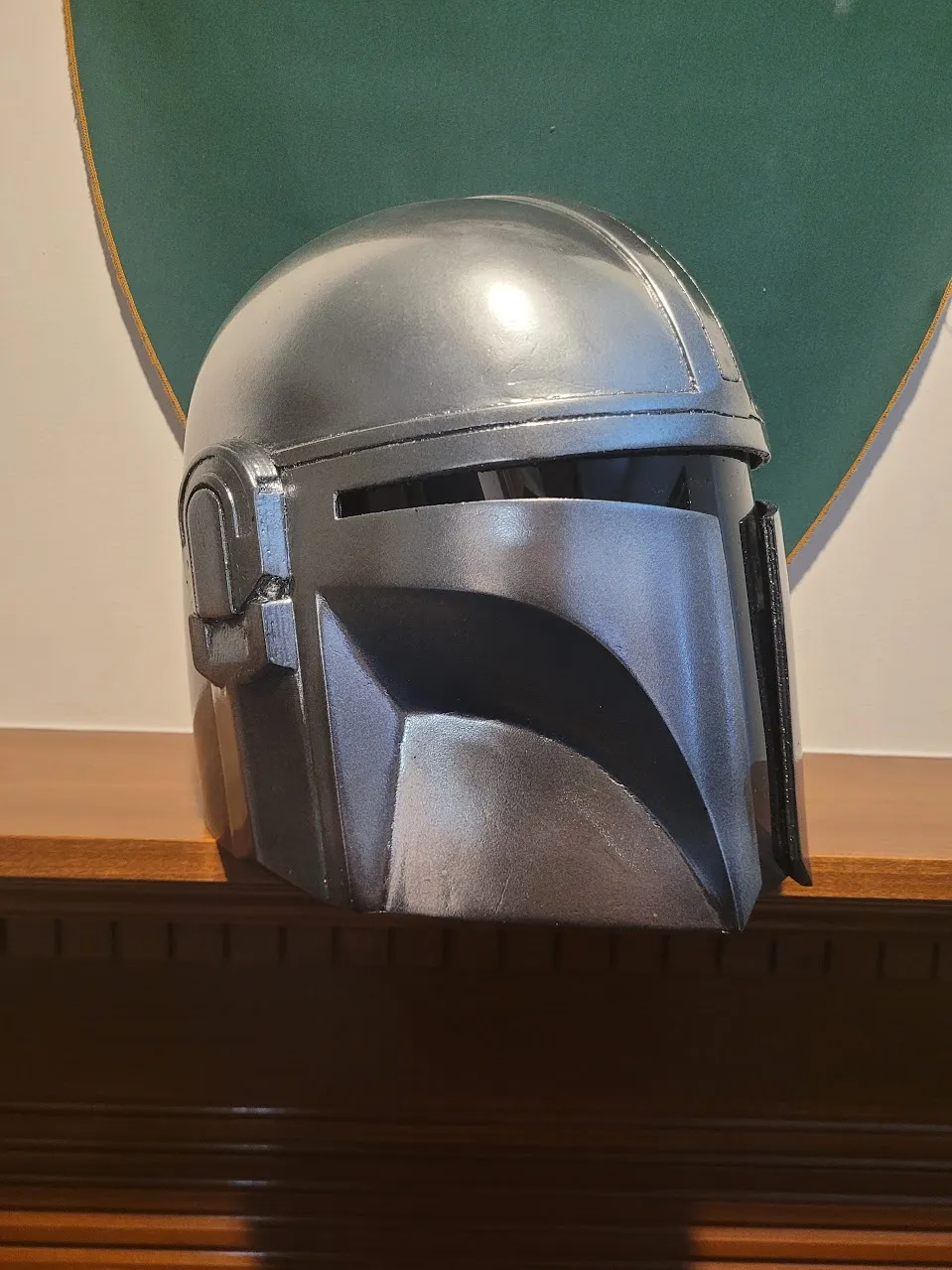 Mandalorian helmet, three-quarter view